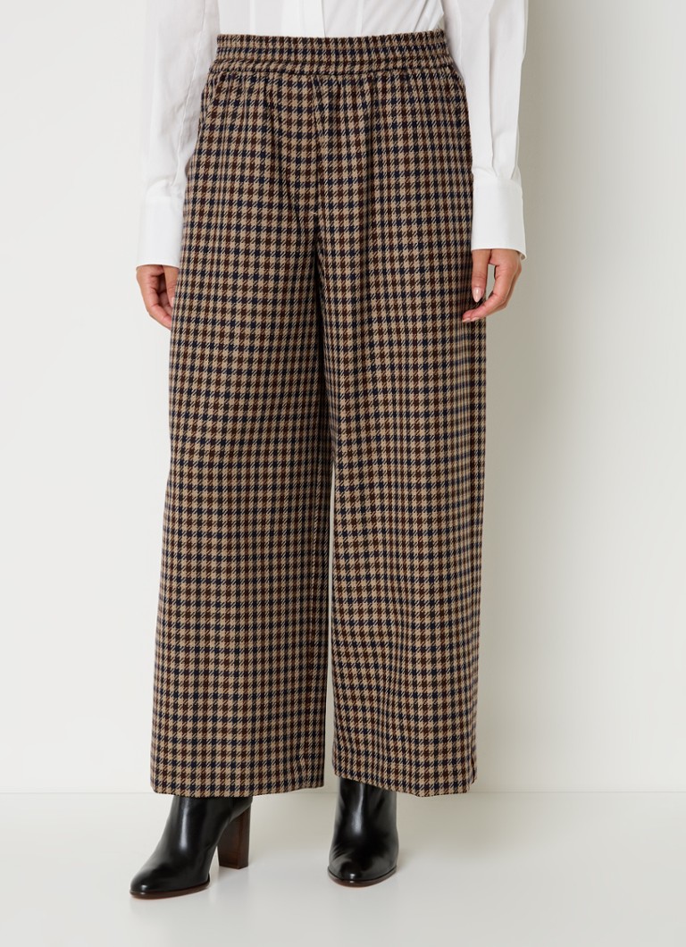 MaxMara Ebe high waist wide fit cropped trousers in wool blend with checked design