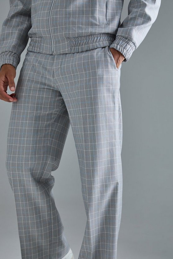 Karierte Hose mit weitem Bein