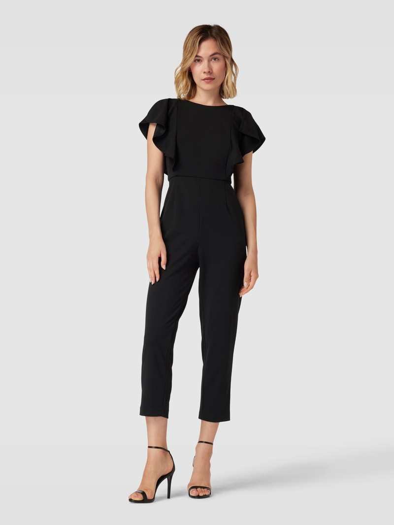 Jumpsuit mit Volants in schwarz