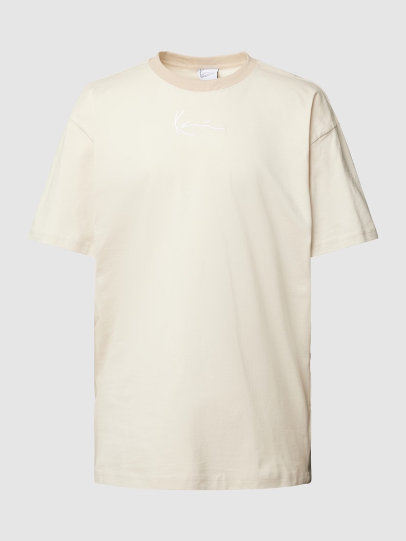 T-Shirt mit Label-Print in beige