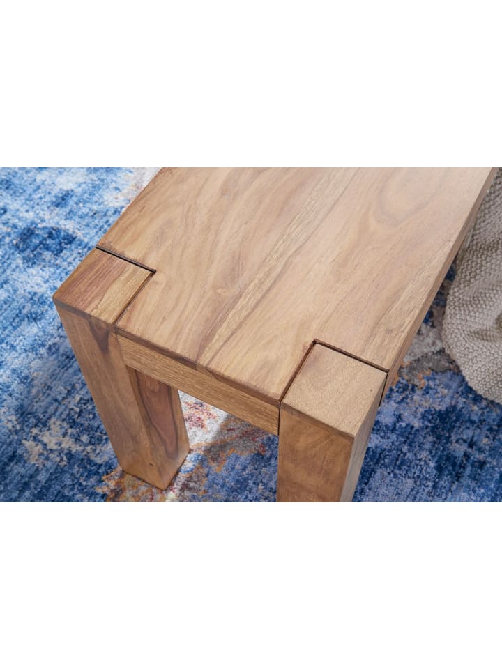 KADIMA DESIGN Sitzbank Massivholz | Akazie, 120x45x35cm, Landhaus-Stil in Beige günstig kaufen