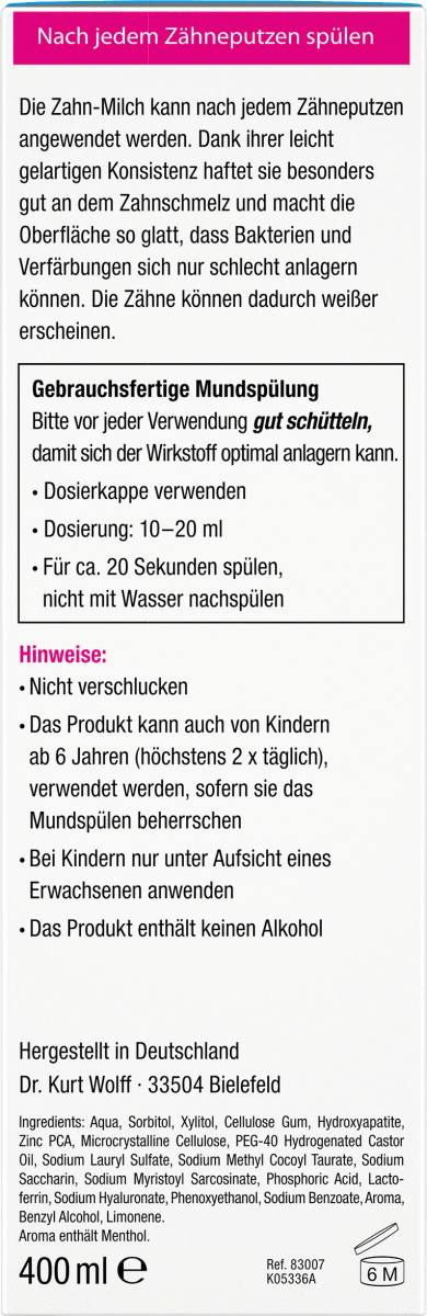 Mundspülung Repair Zahnmilch, fluoridfrei, 400 ml