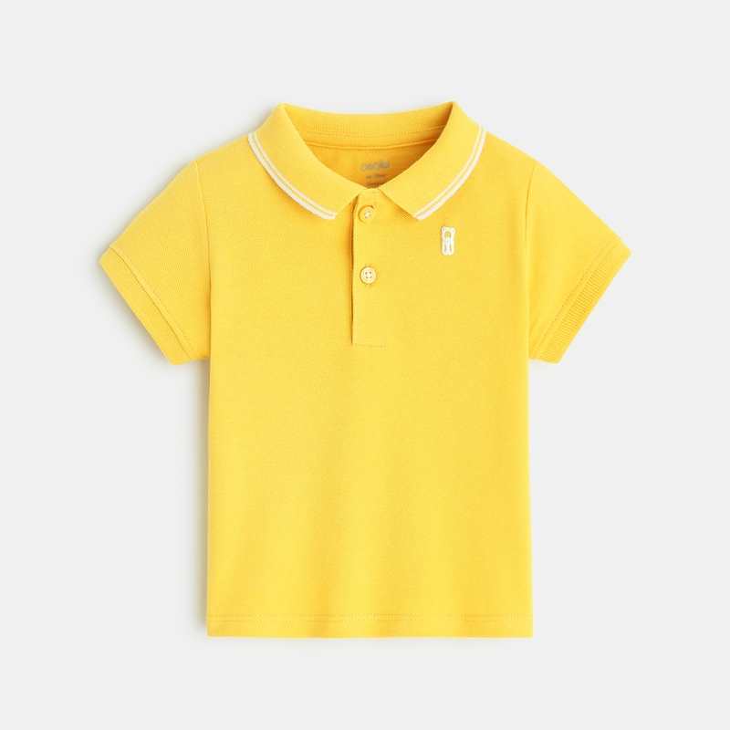 Polo maille piquée uni jaune bébé garçon