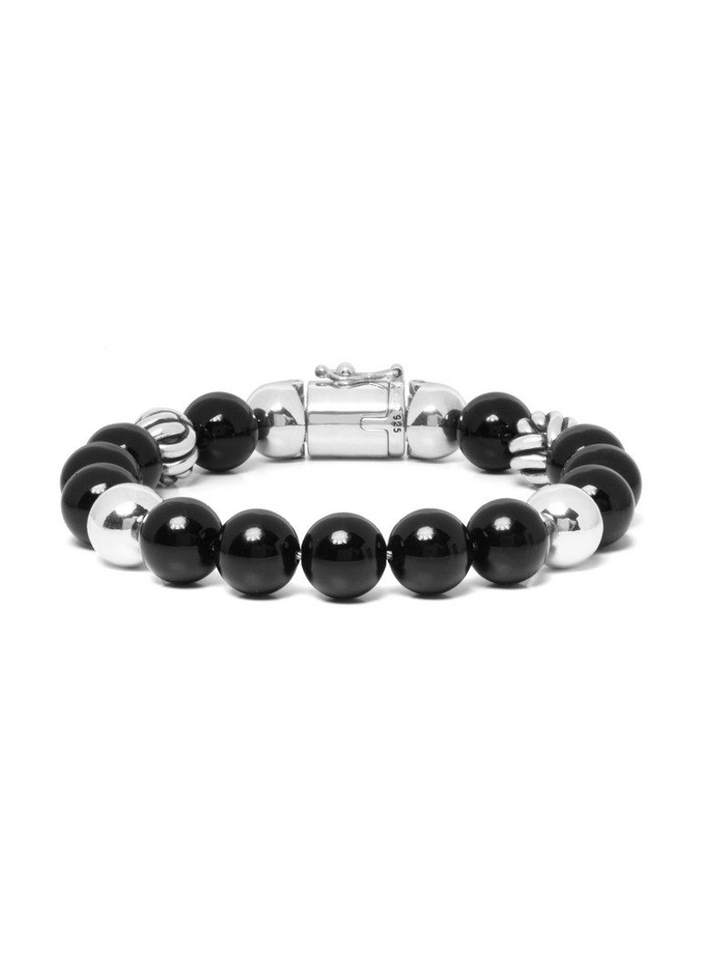 Buddha to Buddha Spirit Bead silver beaded bracelet with onyx