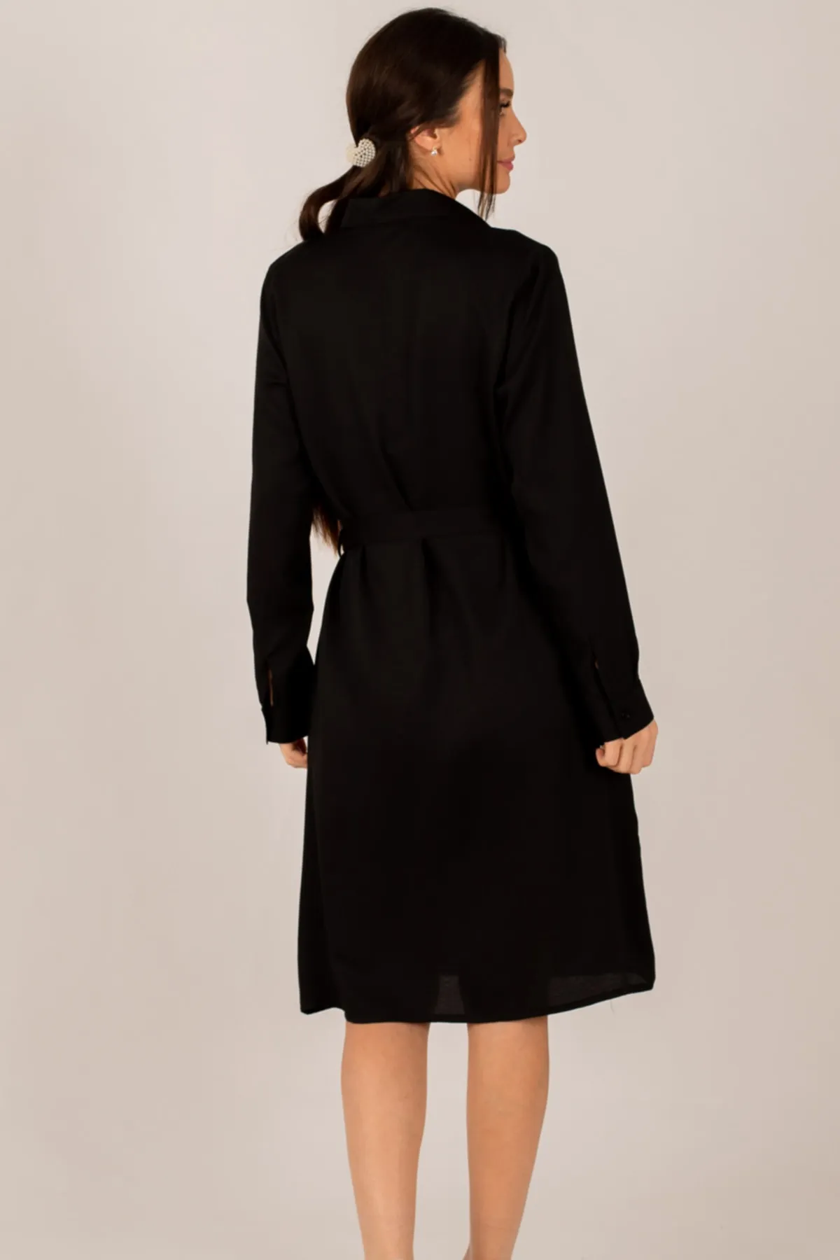 armonika  Schwarzes langes Hemdkleid für Damen ARM-22K001141