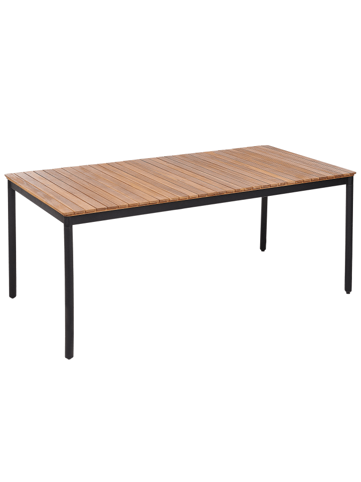 Beliani 7-tlg Gartentisch Set VALLESE in Heller Holzfarbton günstig kaufen onesize