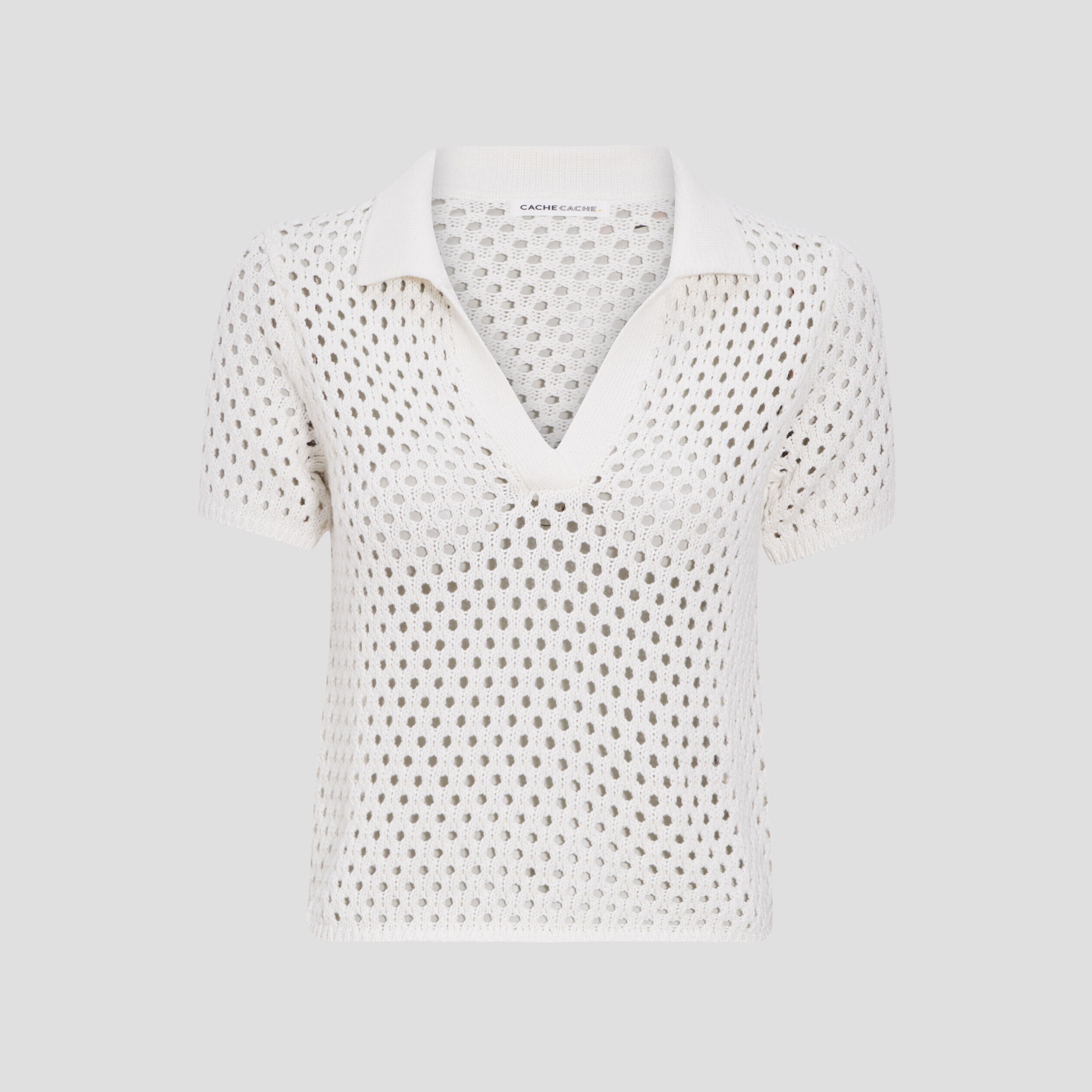 Polo manches courtes ecru femme | Cache Cache