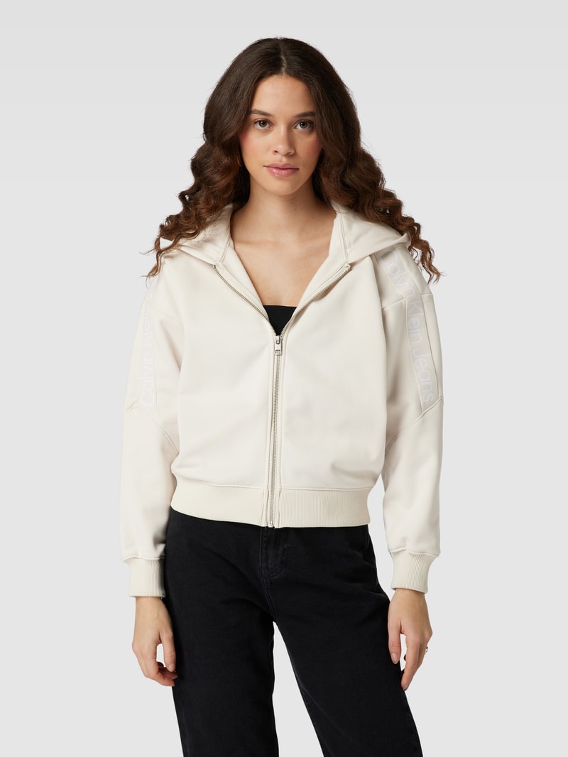 Sweatjacke mit Label-Details in beige