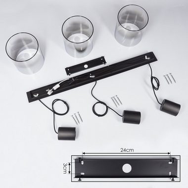 hofstein Pendelleuchte Riccione Hängeleuchte aus Metall/Rauchglas in Schwarz/Rauchfarben, ohne Leuchtmittel, Pendellampe mit Schirmen Echtlas/Rauchglas (19, 5cm), E27