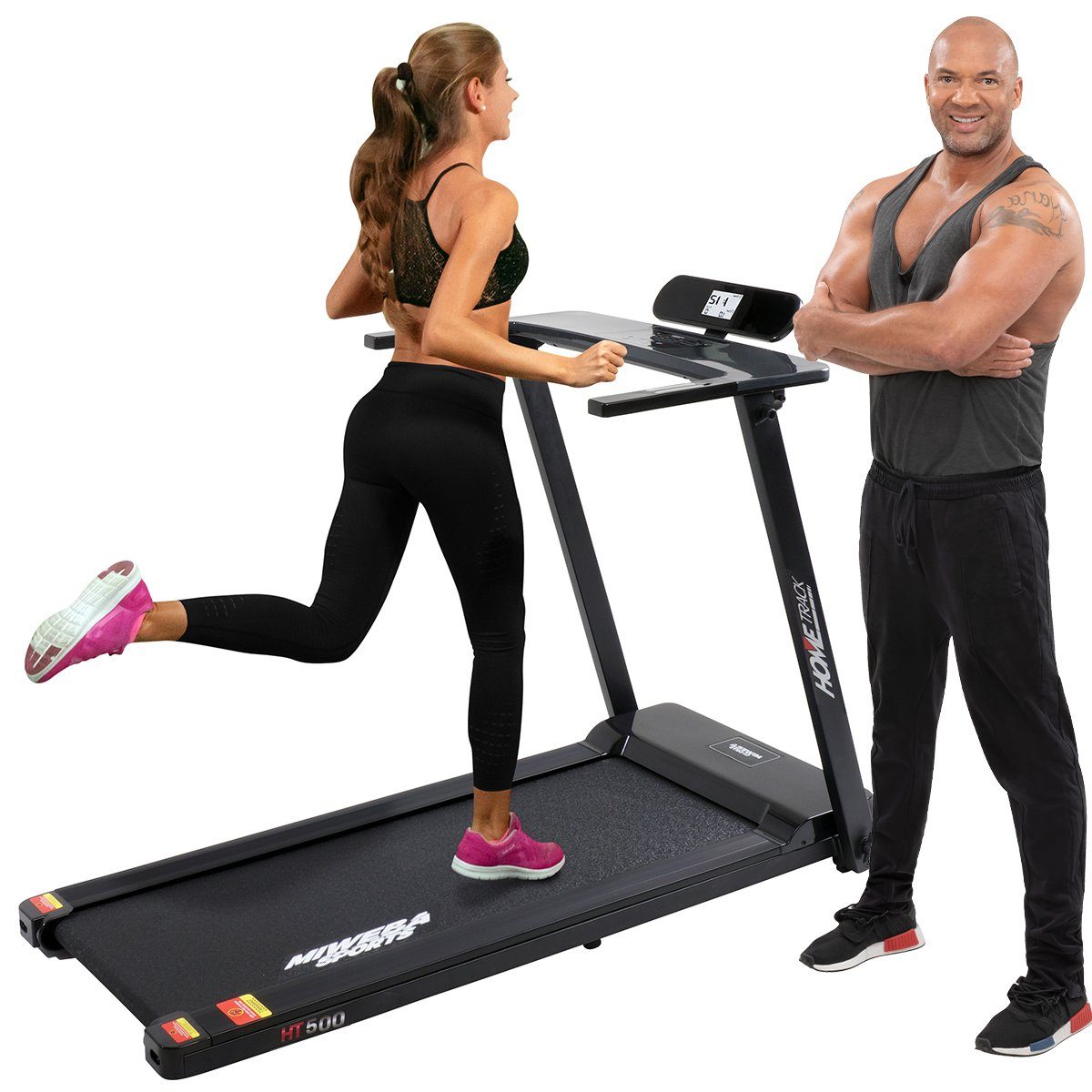 Miweba Sports Laufband Profi Sportgerät HT500 - 14 km/h – Ultra Leicht - klappbar (Treadmill, Trainingsgerät, Heimtrainer, Speedrunner, Fitness, Workout, 1-tlg., 120 kg Traglast, 12 Laufprogramme, Handy/-Tablethalter, LCD-Display, Pulssensor, Safety-