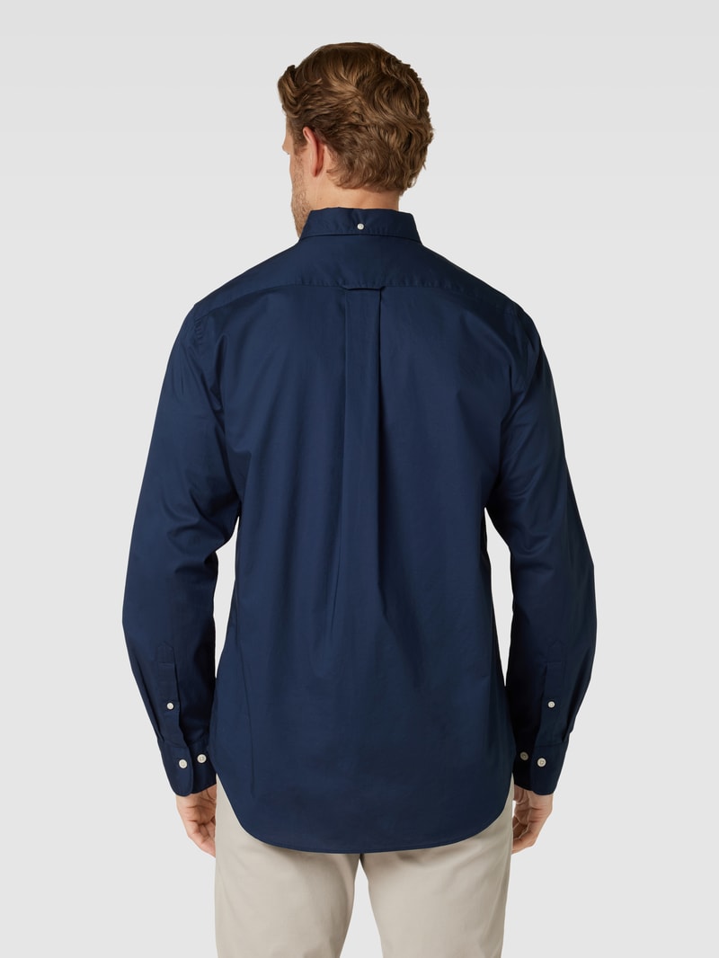 Regular Fit Freizeithemd mit Brusttasche Modell 'POPLIN' in marineblau