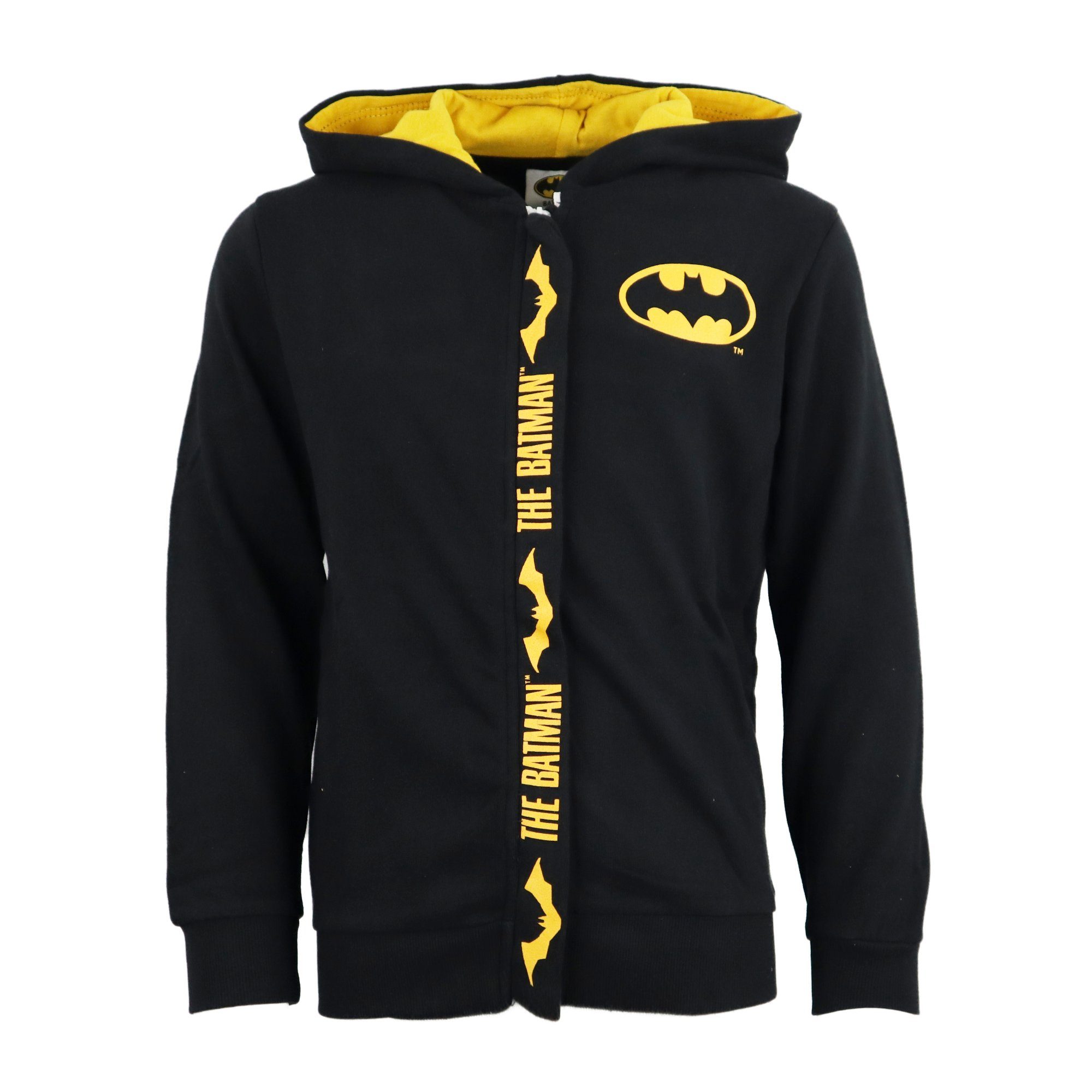 DC Comics Kapuzenpullover Batman Kinder Pulli mit Reißverschluss Gr. 104 bis 134, 100% Baumwolle