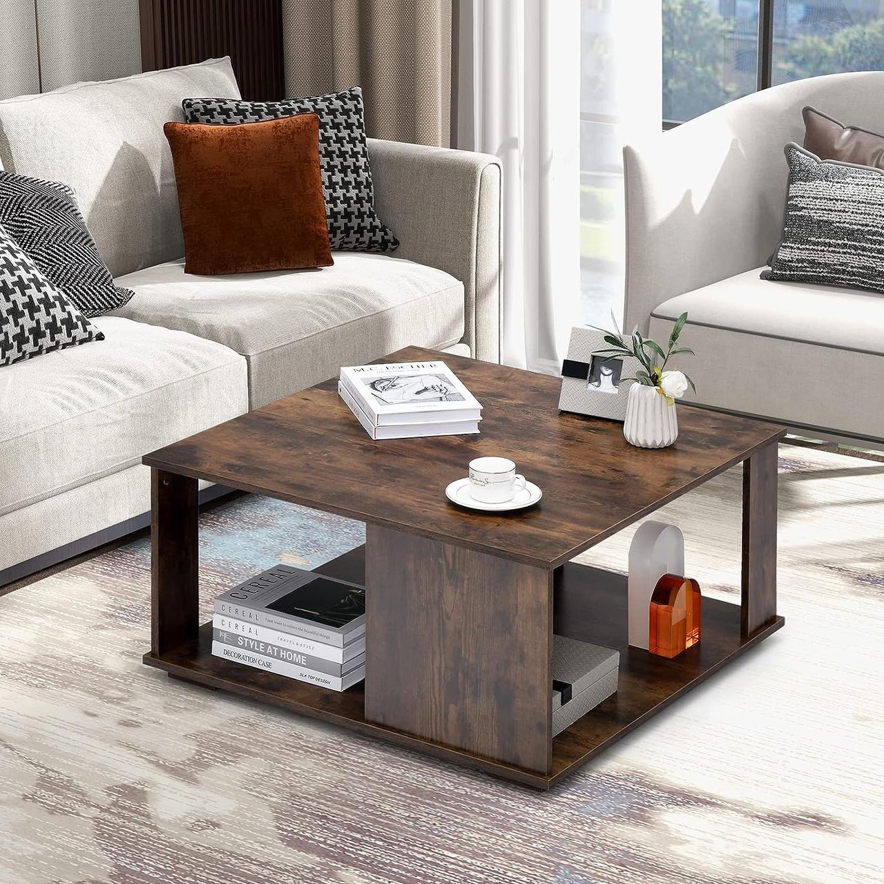 Costway 2 Ebenen Couchtisch aus Holz