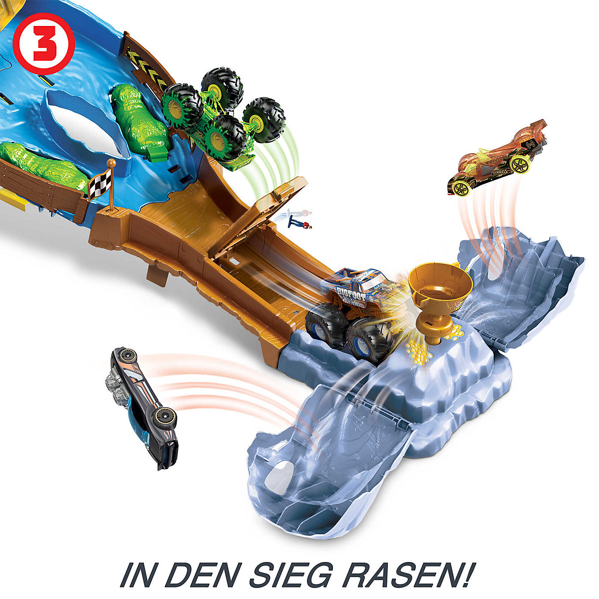 Hot Wheels Monster Trucks Wettkampf Rennstrecke inkl. 2 Spielzeugautos
