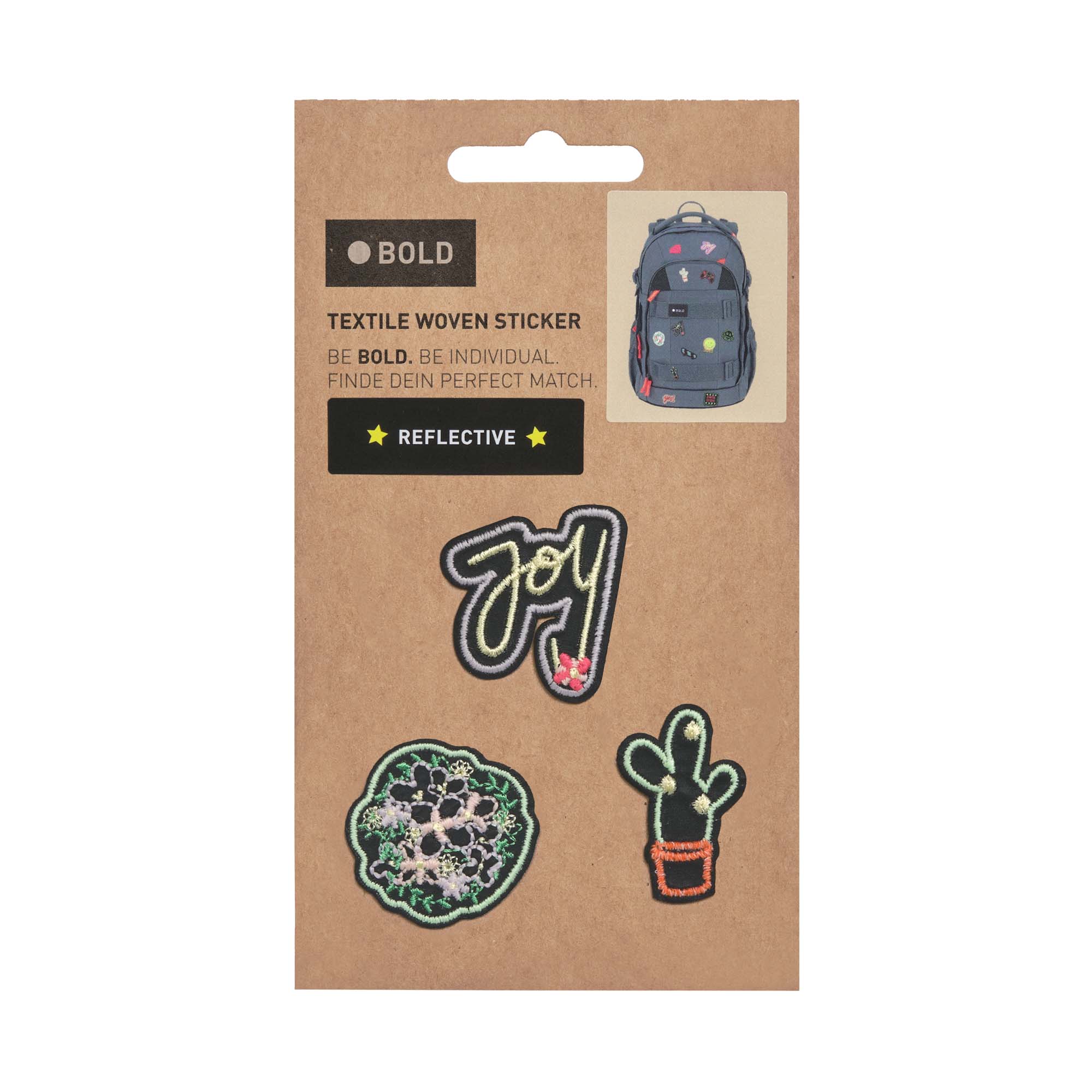 Textil-Sticker (3 Stk) - BOLD Match, Joy Schwarz