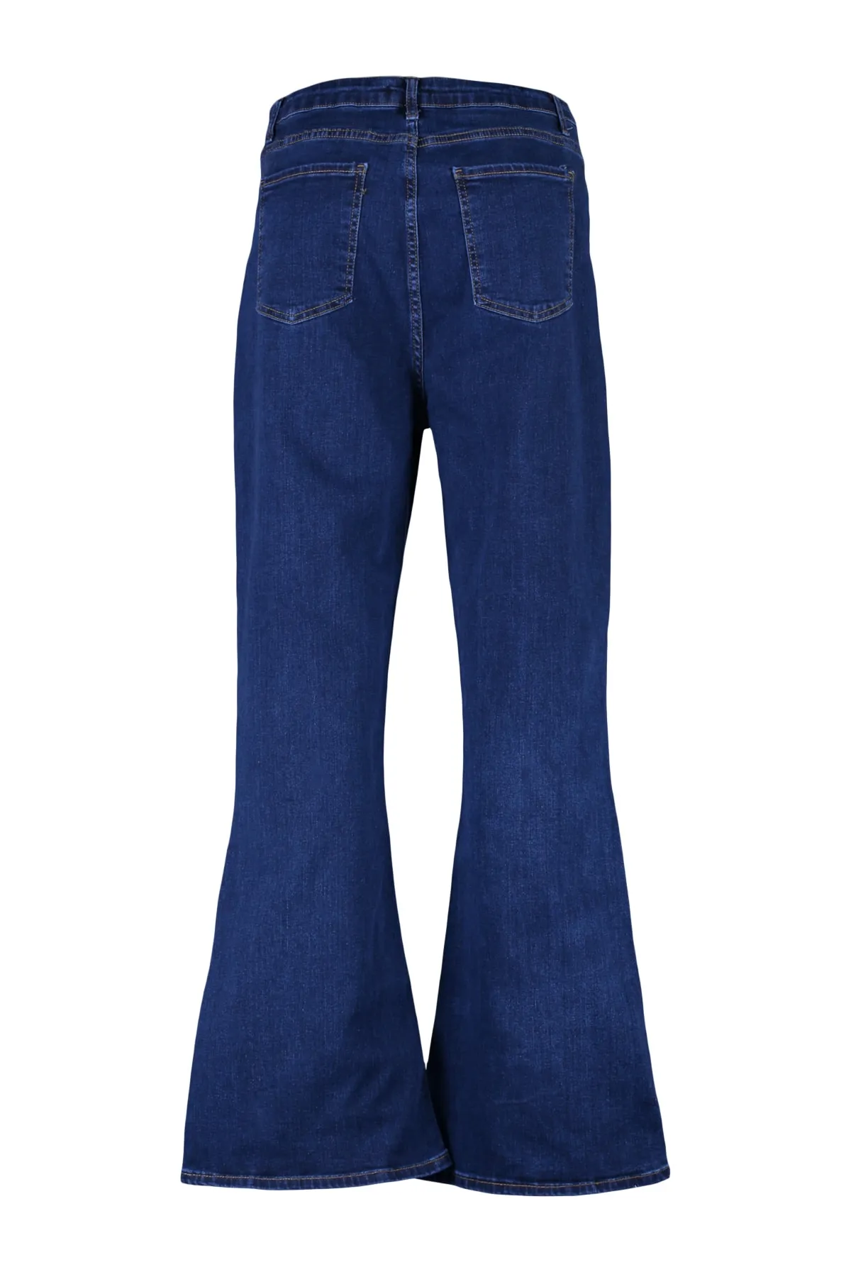 Trendyol Curve  Indigoblaue Jeans mit hohem Bund und spanischem Bein TBBAW23JE00001