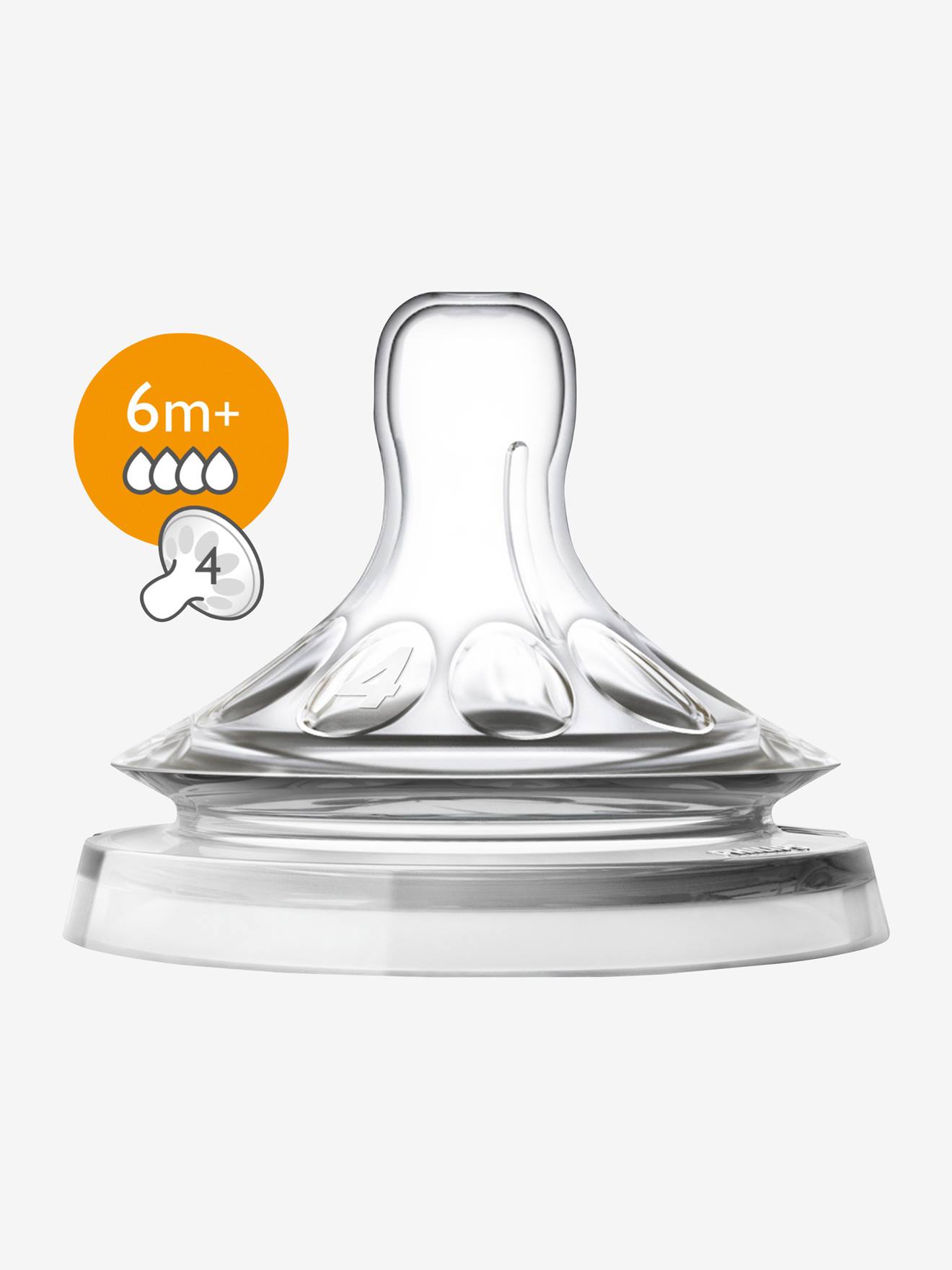 Lot de 2 tétines Philips AVENT Natural, 5 débits transparent