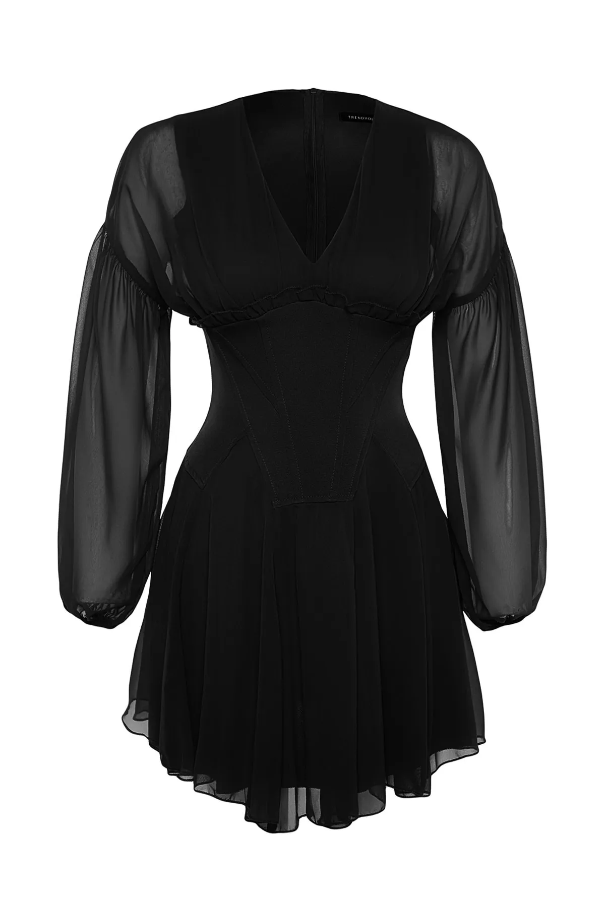 Trendyol Collection  Schwarzes Skaterkleid mit offener Taille TPRAW24EL00040