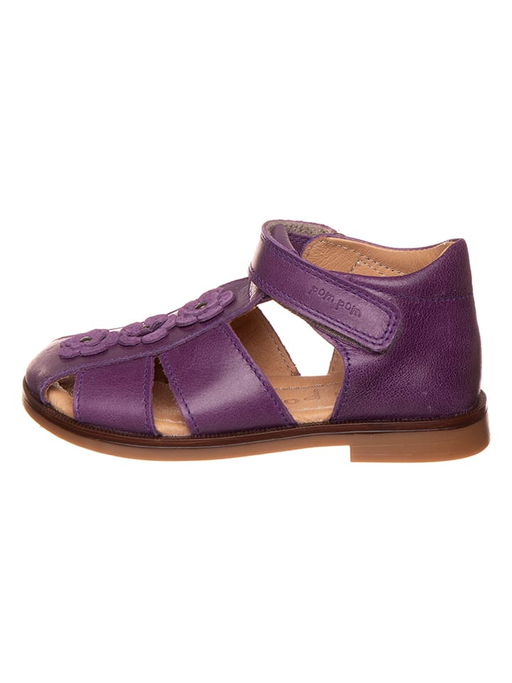 POM POM Leder-Halbsandalen in Lila günstig kaufen