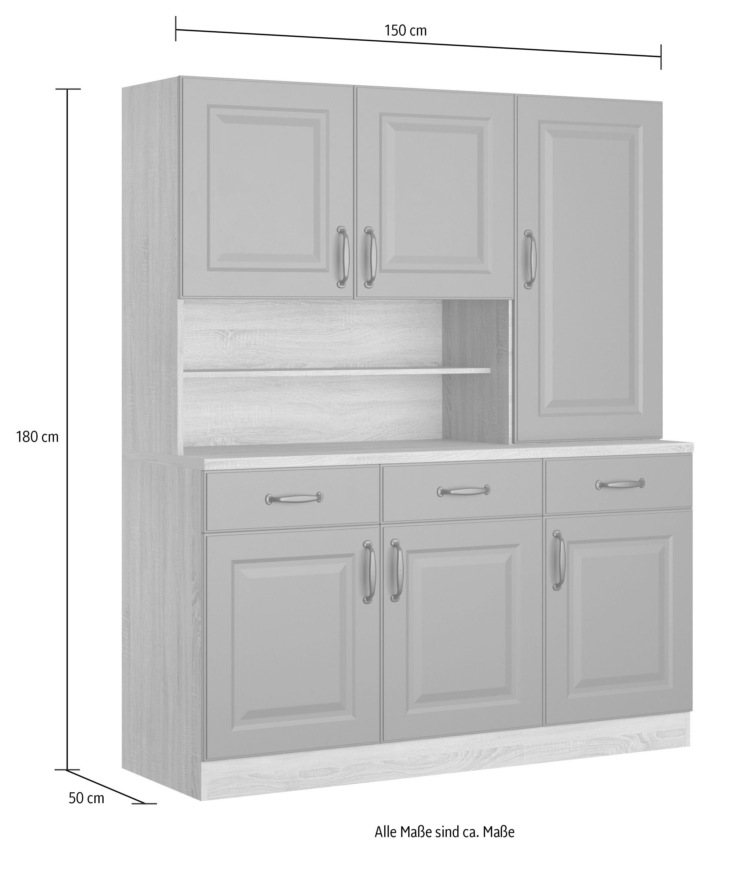 wiho Küchen Küchenbuffet York 150 cm breit, mit Kassettenfront