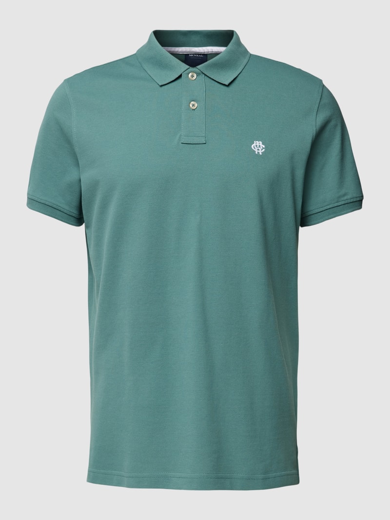 Poloshirt mit Label-Stitching in neon blau