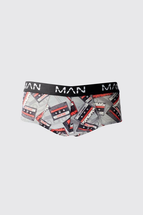 Man Retro-Bikinihose mit Print
