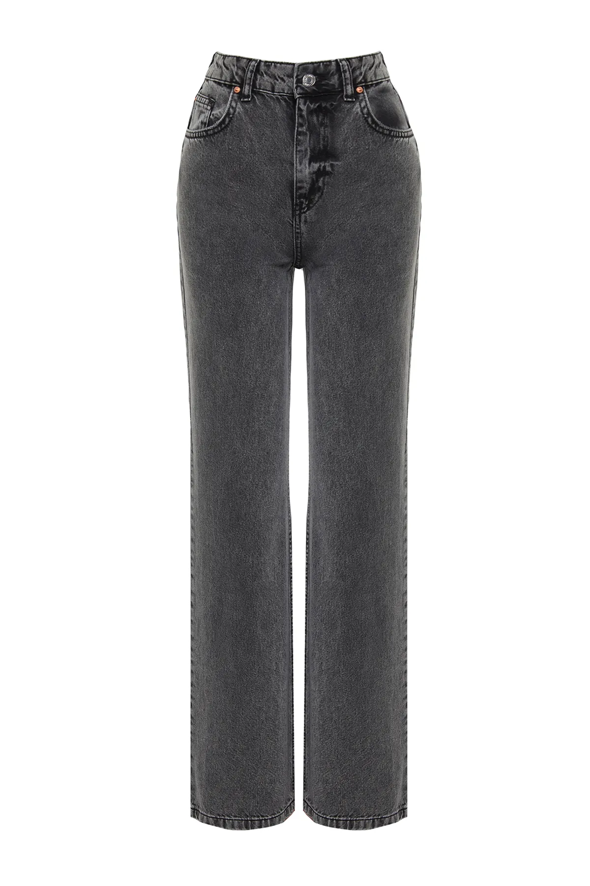 Trendyol Collection  Anthrazitfarbene High-Waist-Jeans mit weitem Bein TWOSS24JE00050