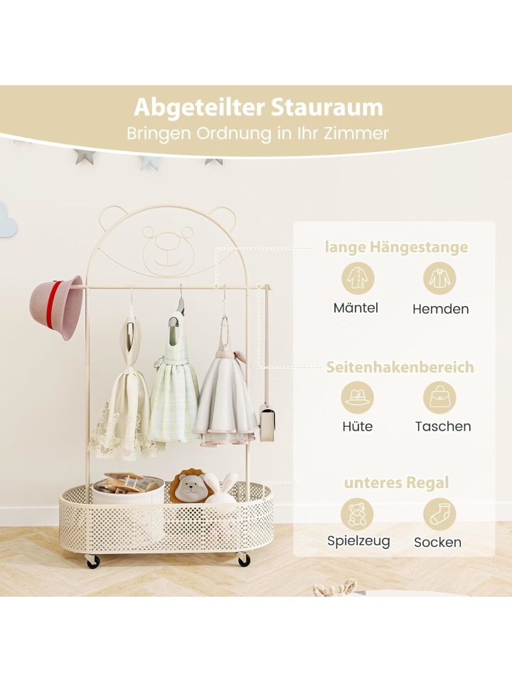 COSTWAY Kinder Kleiderständer rollbar 182cm in Beige günstig kaufen onesize