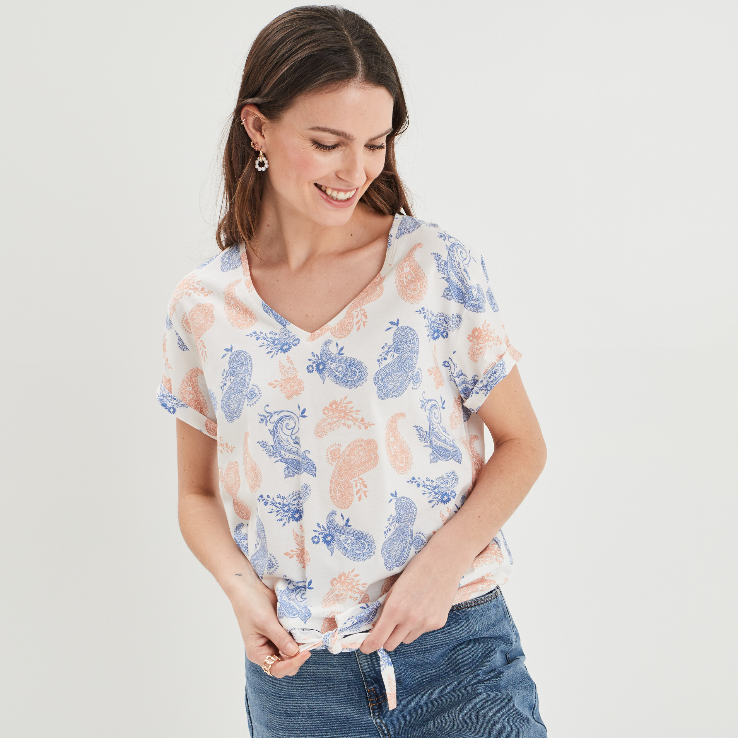 T-shirt manches courtes ecru femme | La Halle