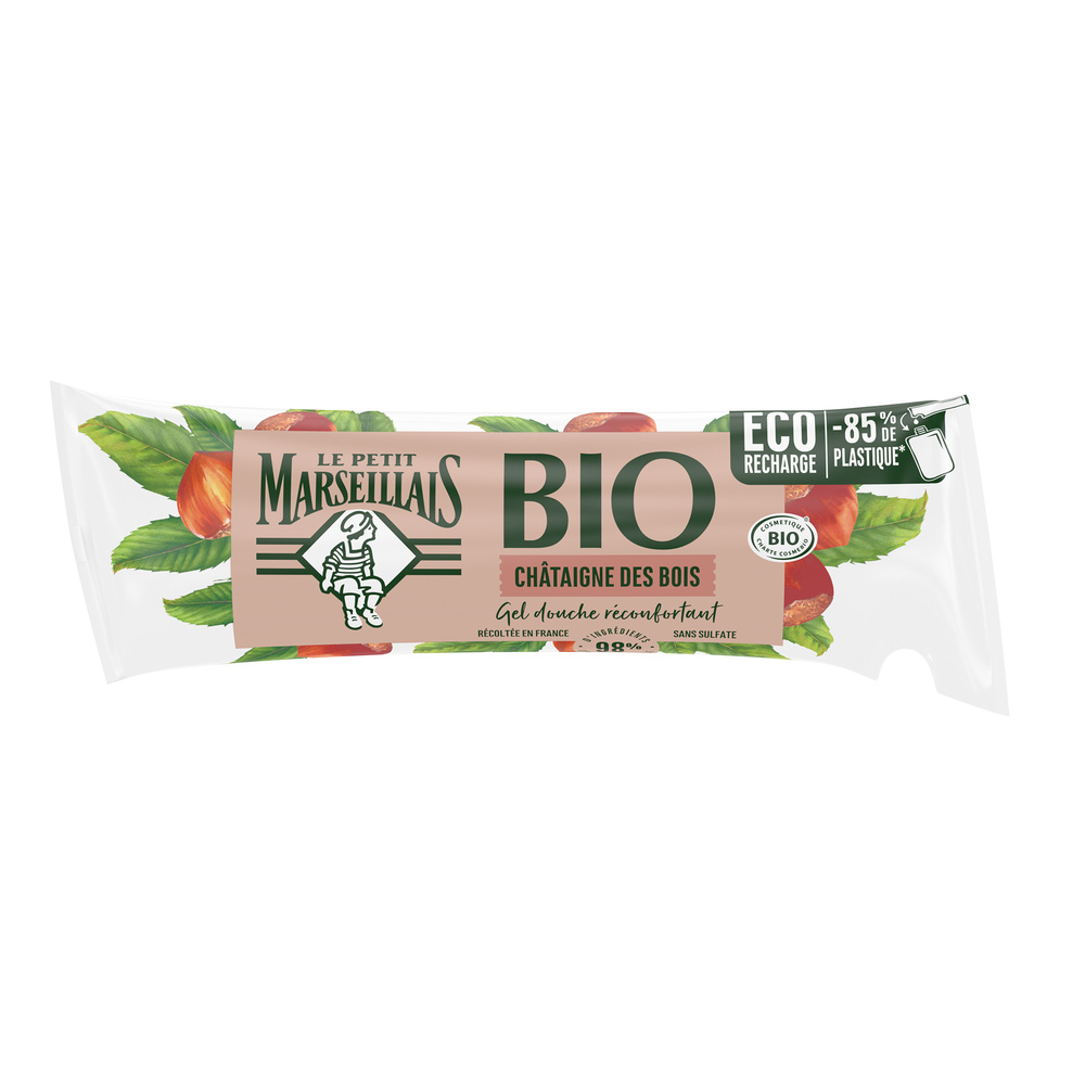 le petit marseillais Berlingot  Gel Douche Bio Nourrissante,au PH neutre, Châtaigne Des Bois, 250ml Gel douche