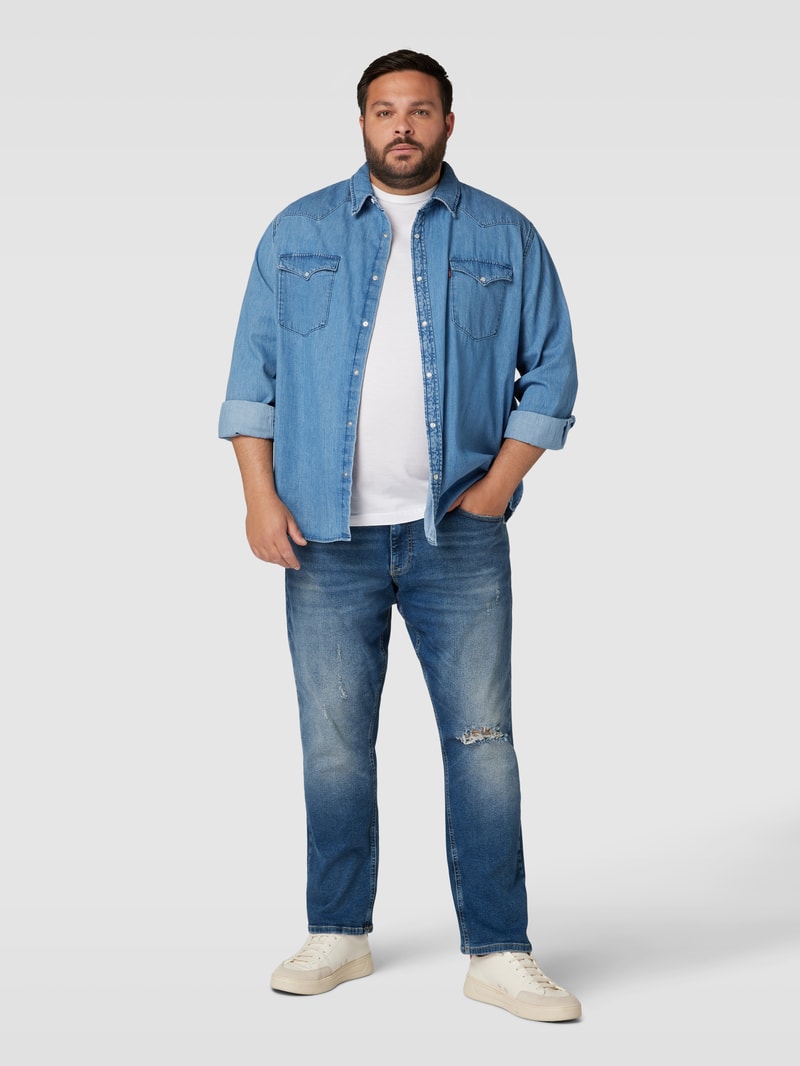 PLUS SIZE Jeans im Destroyed-Look Modell 'Austin' in blau