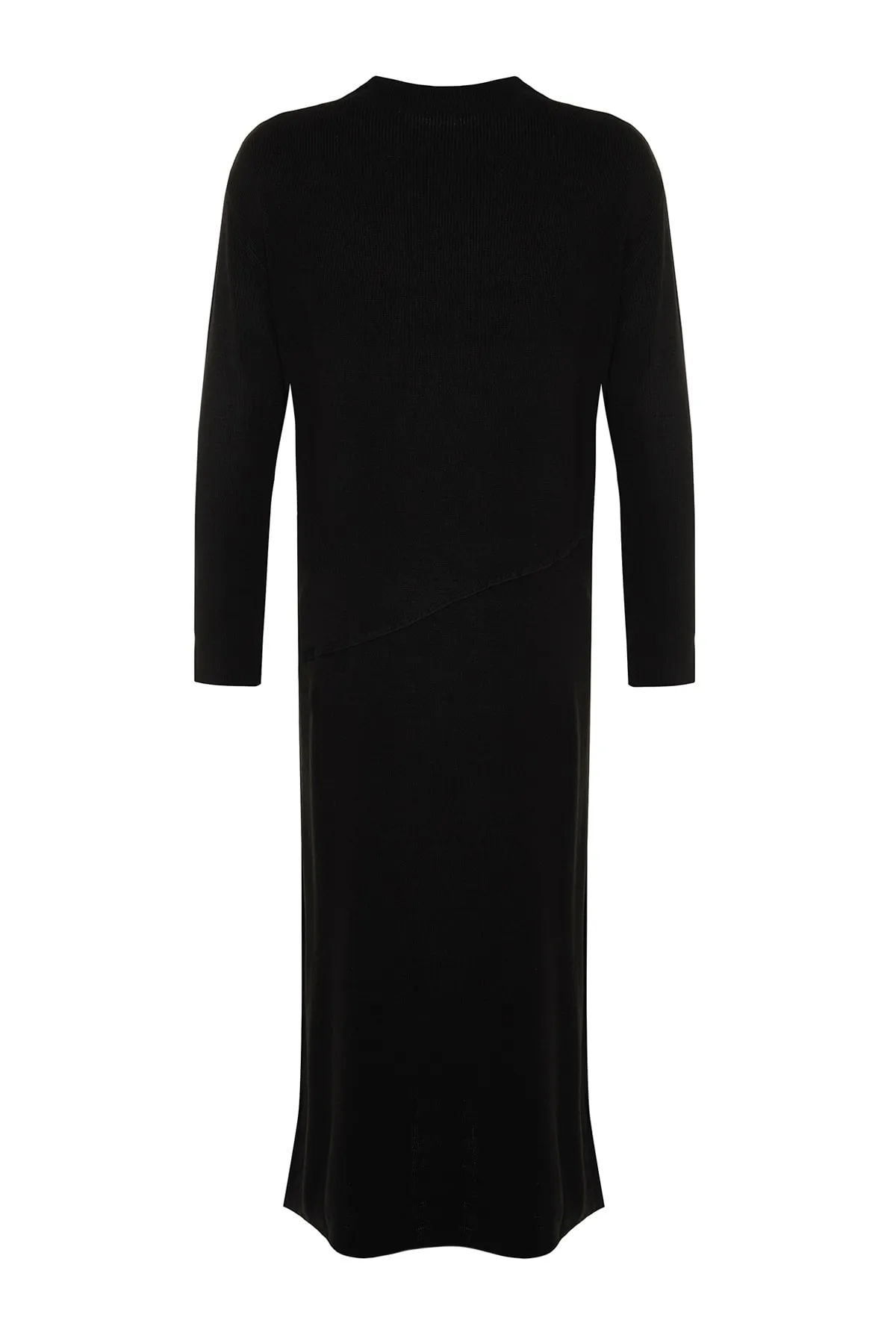 Trendyol Modest  Schwarzes Strickkleid mit Ziernähten TCTAW24EB00000