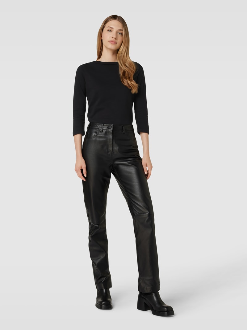Longsleeve mit U-Boot-Ausschnitt in schwarz