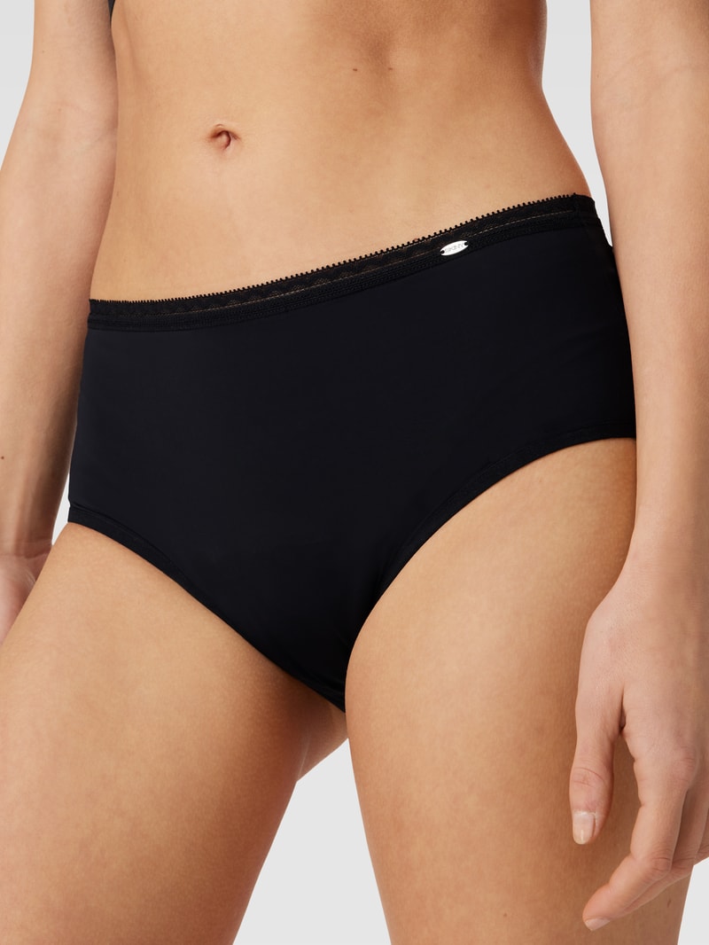 Perioden-Slip mit Häkelspitze-Besatz in schwarz