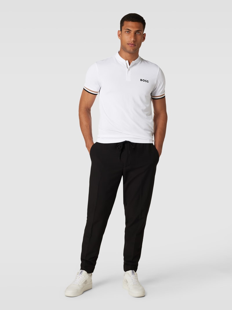 Slim Fit Poloshirt mit Stehkragen Modell 'Pariq' in weiß