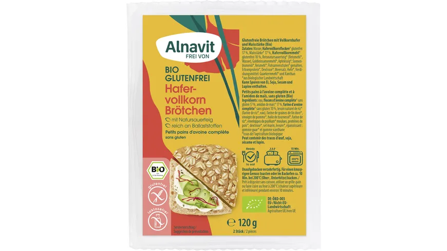 Alnavit Bio Hafervollkorn Brötchen glutenfrei 120 g