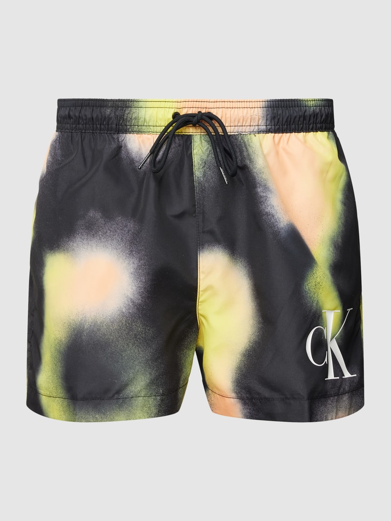 Badehose mit Allover-Print in schwarz