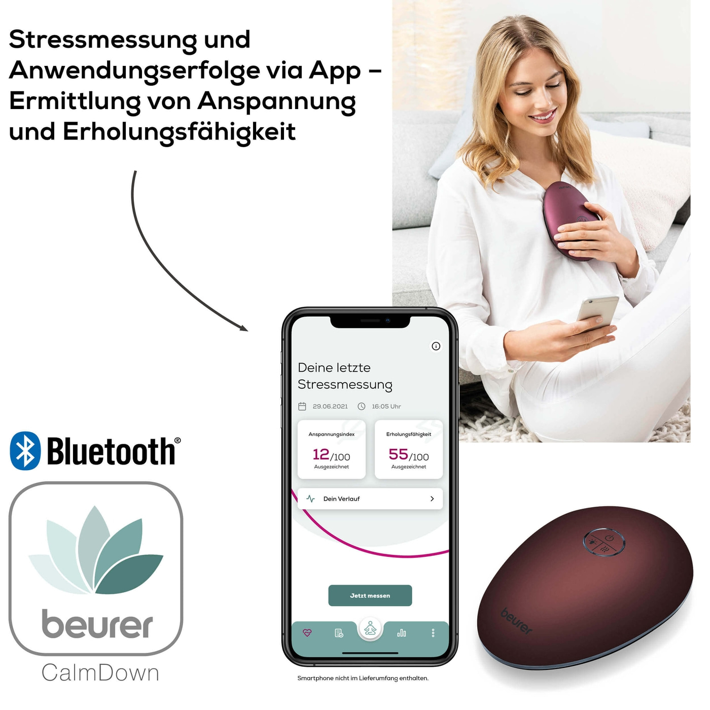 Beurer stress releaZer®-Entspannungshilfe & Atemtrainer zur Linderung von Stress mit Vibration & Wärme