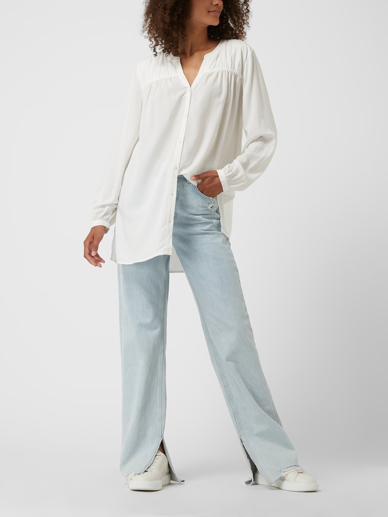 Longbluse aus Viskose-Lyocell-Mix in weiß