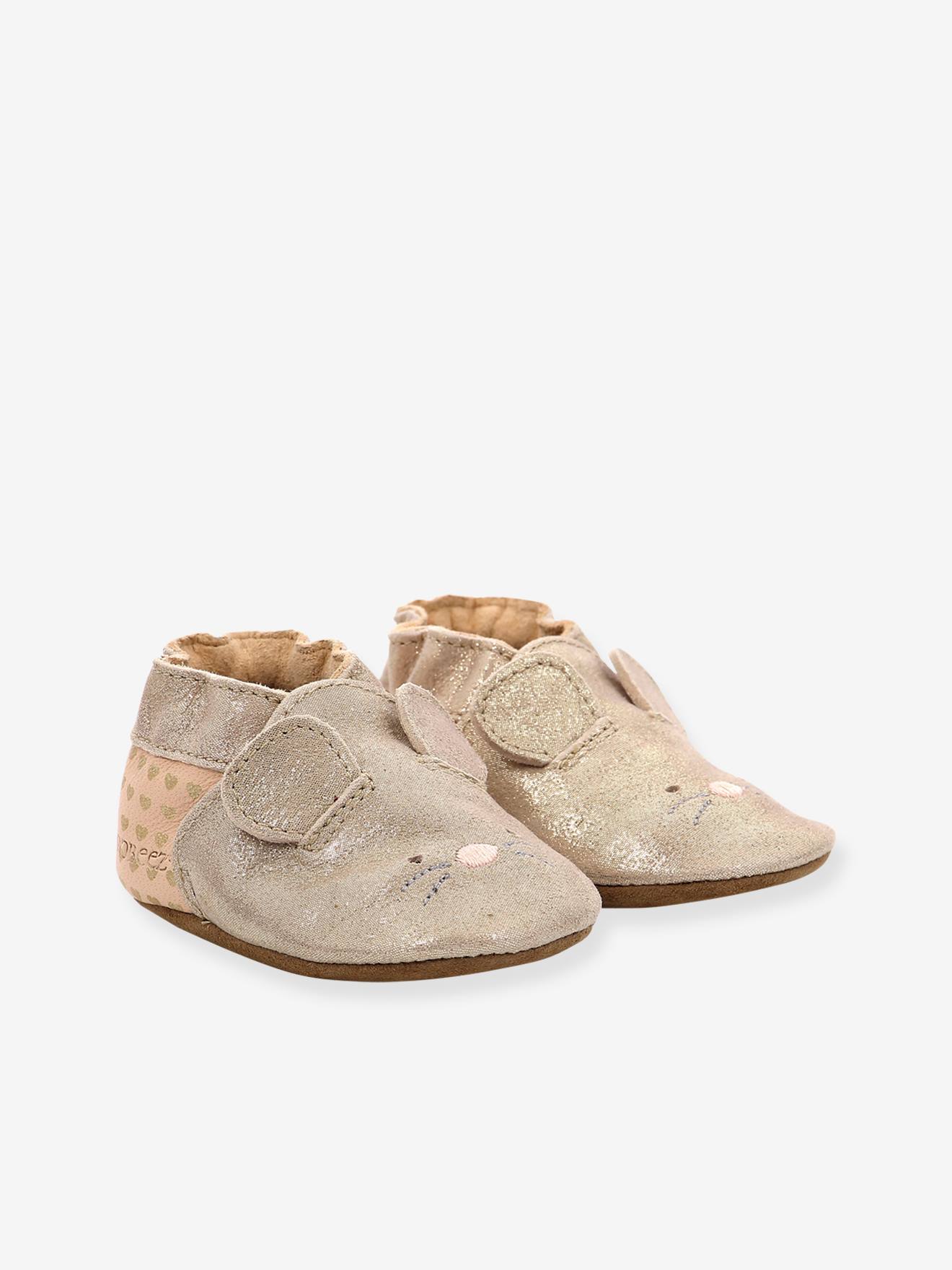 Chaussons cuir souple bébé Mouse Nose 946551-10 ROBEEZ© rose
