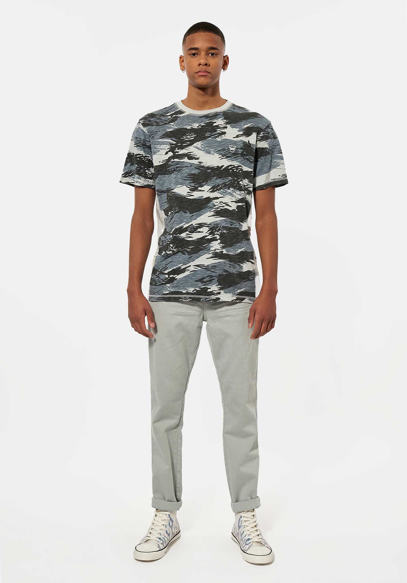 MAEL   T-shirt camouflage bleu Homme en 100% coton