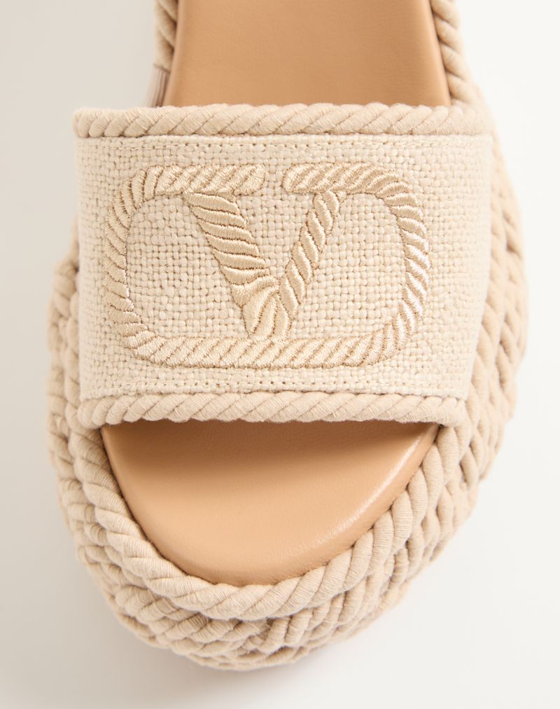 VLogo Torchon Wedge Sandal in Linen Canvas 130mm
