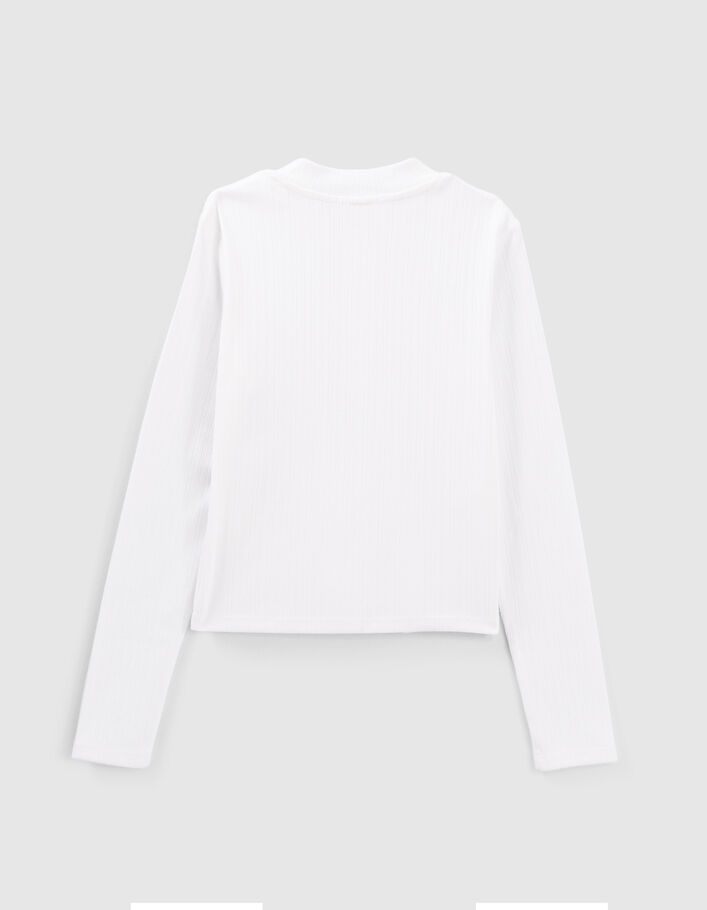 T-shirt blanc cassé côtelé zippé fille