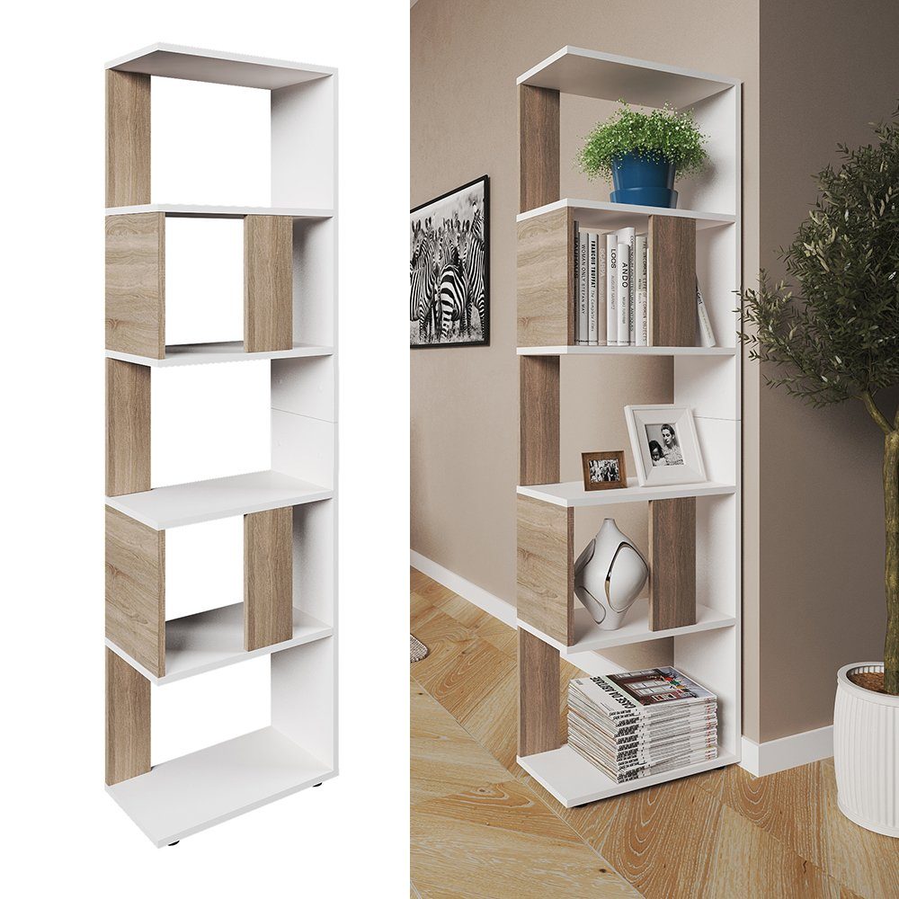 Vicco Raumteiler Bücherregal Standregal Klein Weiß Sonoma
