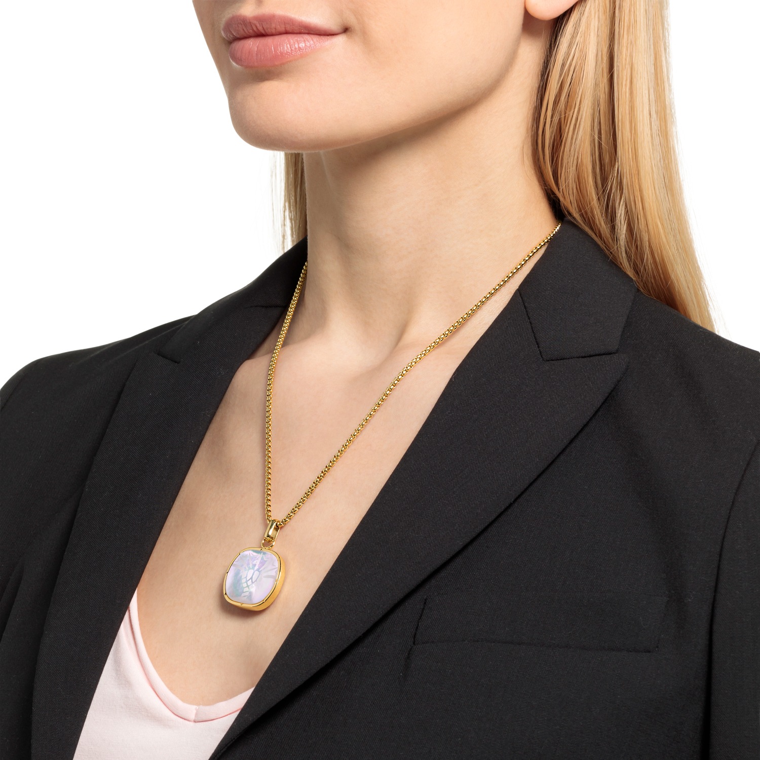 Kette mit Anhänger für Damen. Edelstahl. Perlmutt