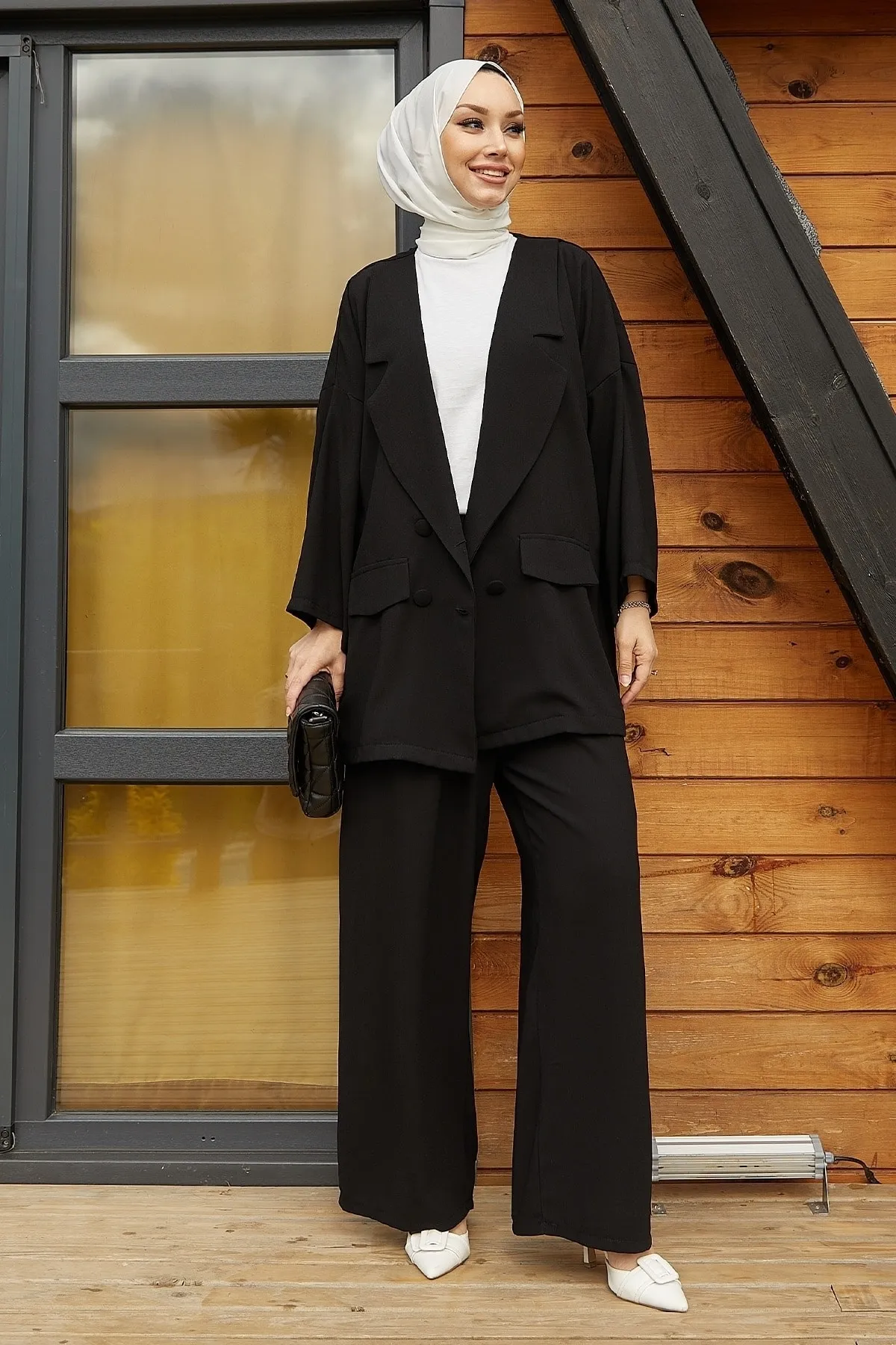 InStyle  Lika Oversize-Anzug mit Jacke – Schwarz