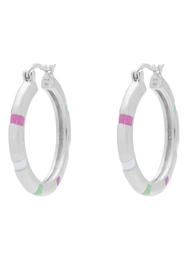 Anna + Nina Sweet Stripe silver-plated hoop earrings