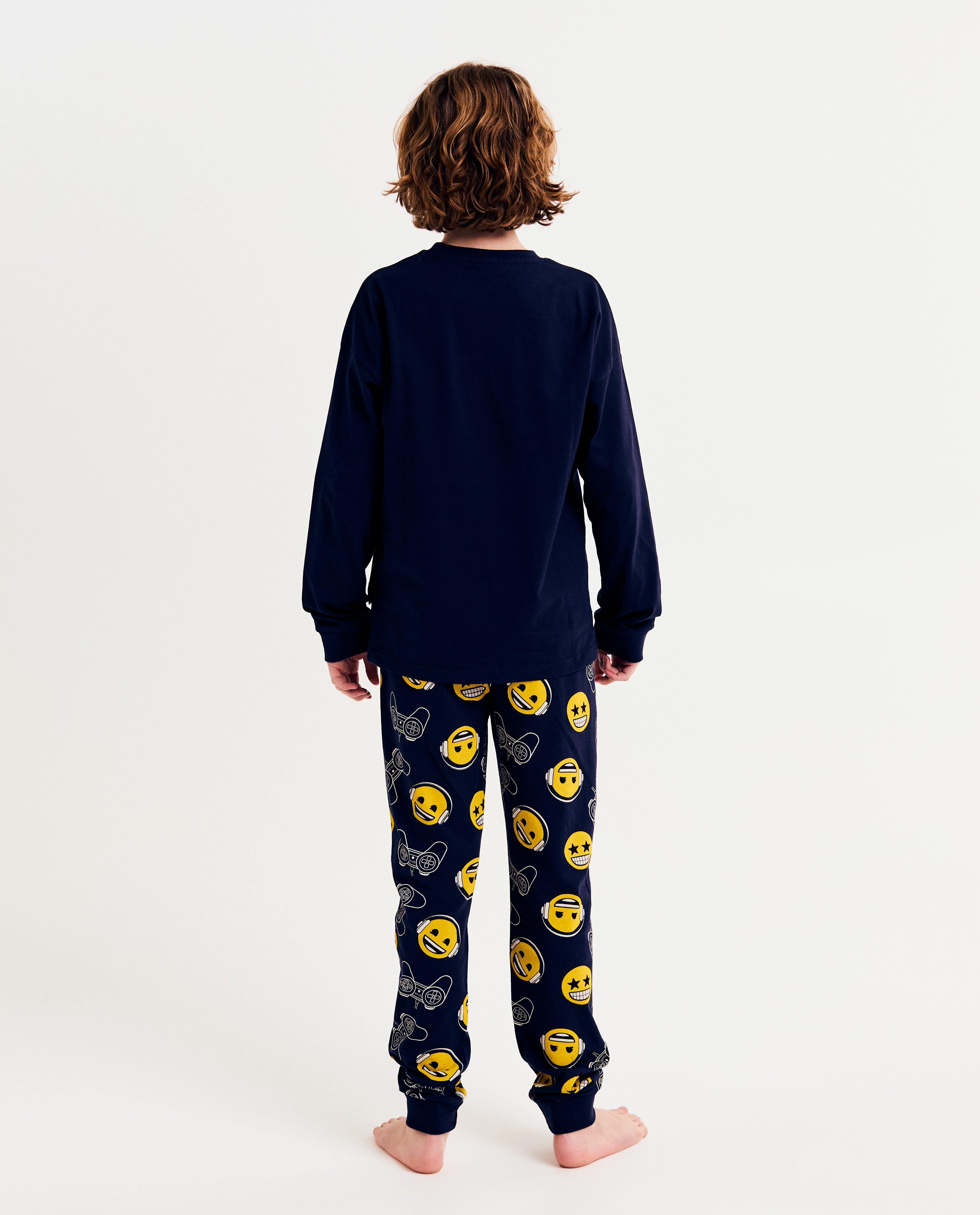 Pijamale emoji cu imprimeu emoji albastru închis