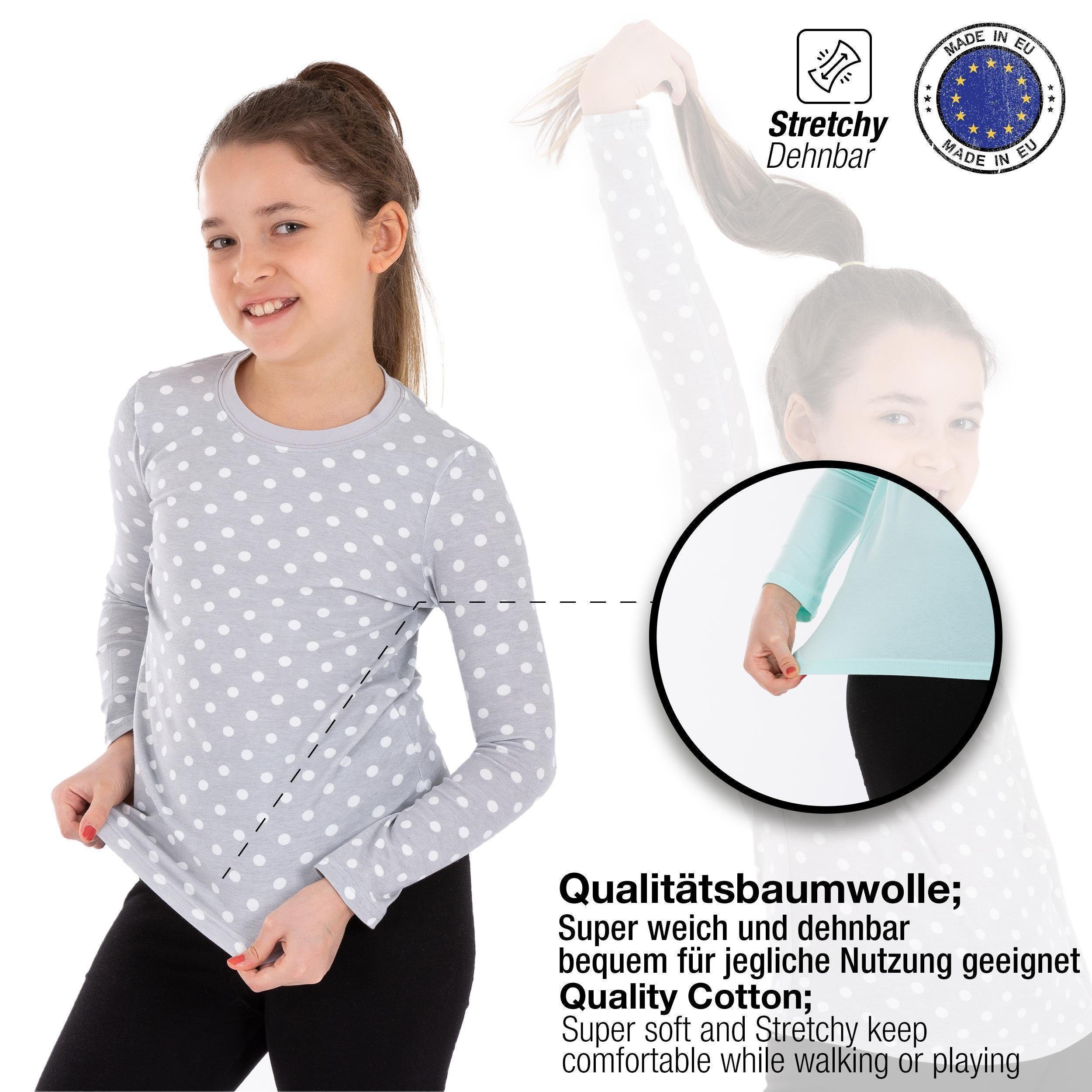 LOREZA Unterhemd 3er Pack Kinder Mädchen Langarmshirts Unterhemden Body Shirt (Set, 3-St)