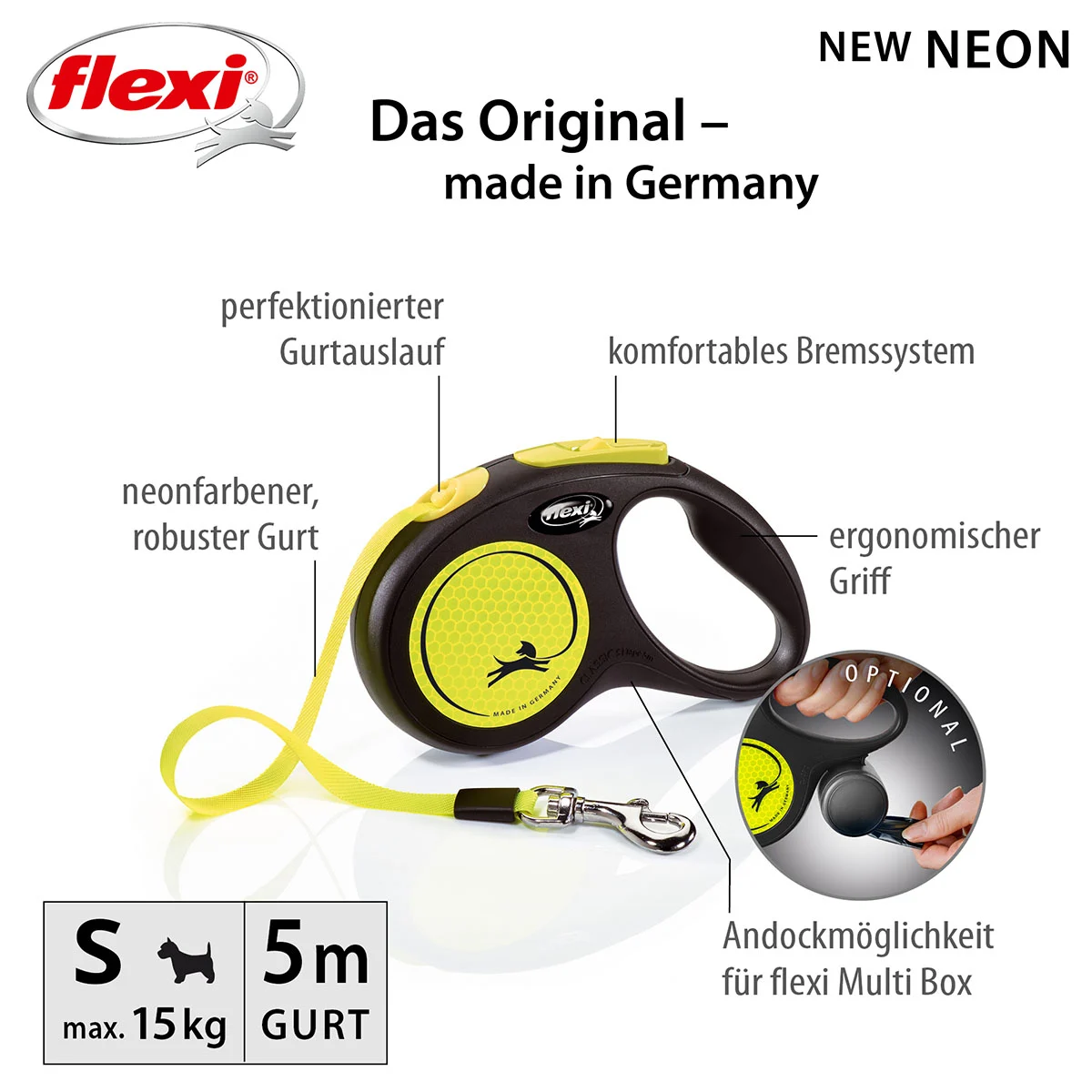 flexi New NEON Gurtleine 5m schwarz günstig kaufen bei ZooRoyal